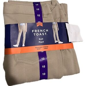 French Toast Girls SKINNY Knit Pants Uniform Adjustable waist 2 Pk(KHAKI 10)NWT
